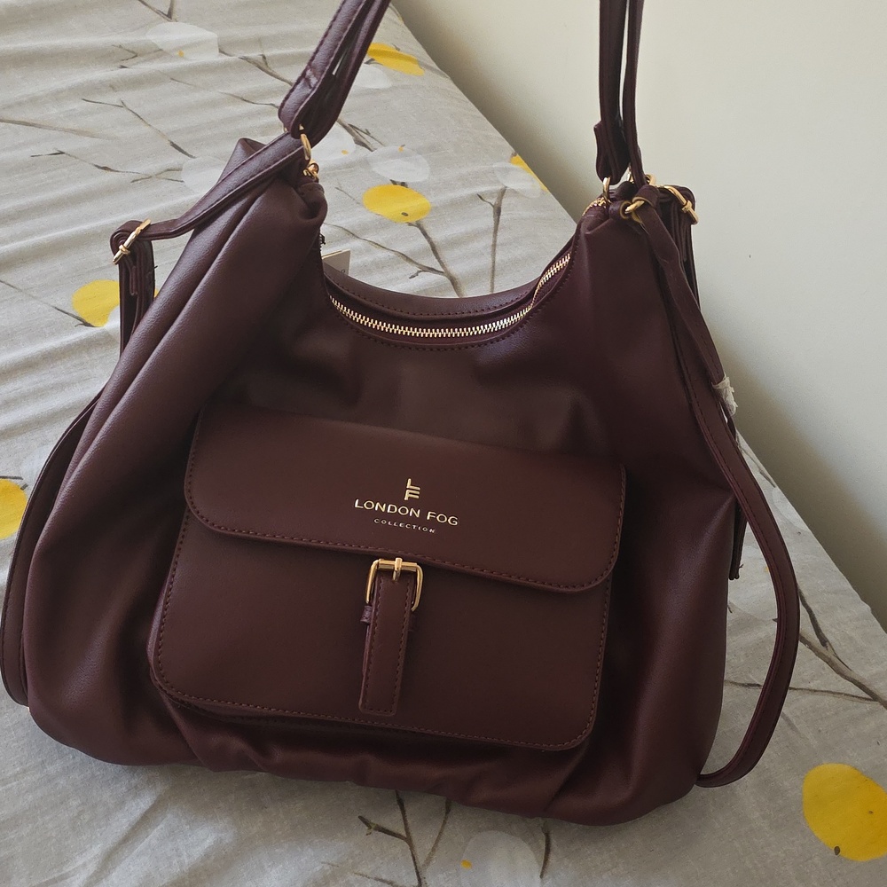 London Fog Deep Burgundy Shoulder Bag - Picture 7 of 9